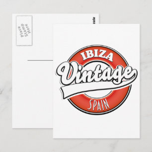 Ibiza spain vintage style logo postcard