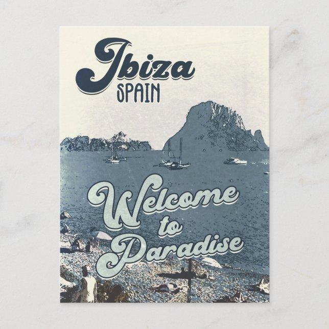 Ibiza Spain Vintage Travel Poster Postcard (Front)