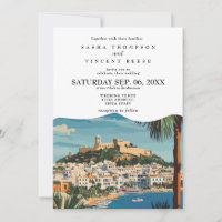 Ibiza Spain Wedding Invitation Retro