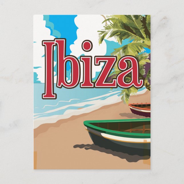 Ibiza vintage travel poster postcard (Front)