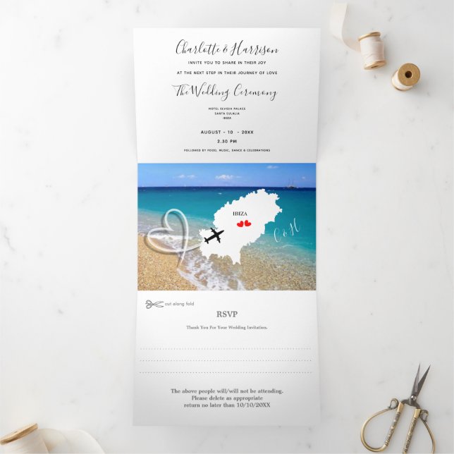 Ibiza Wedding Destination Wedding Tri-Fold Invitation (Inside)