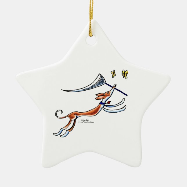 Ibizan Hound Butterflies Ceramic Ornament (Front)