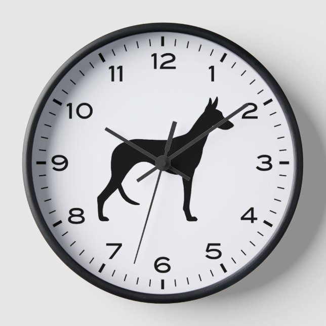 Ibizan Hound Dog Breed Silhouette Clock (Front)