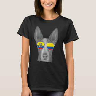 Ibizan Hound Dog Ecuador Flag Sunglasses T-Shirt