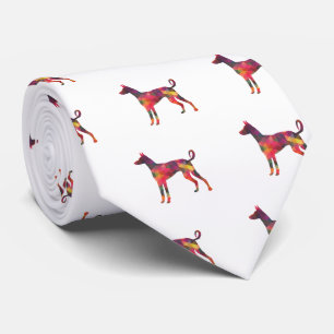 Ibizan Hound Dog Geometric Pattern Silhouette M Tie