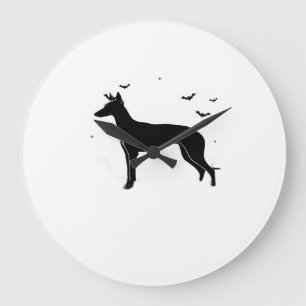 Ibizan Hound Dog � Halloween Moon Silhouette Class Large Clock