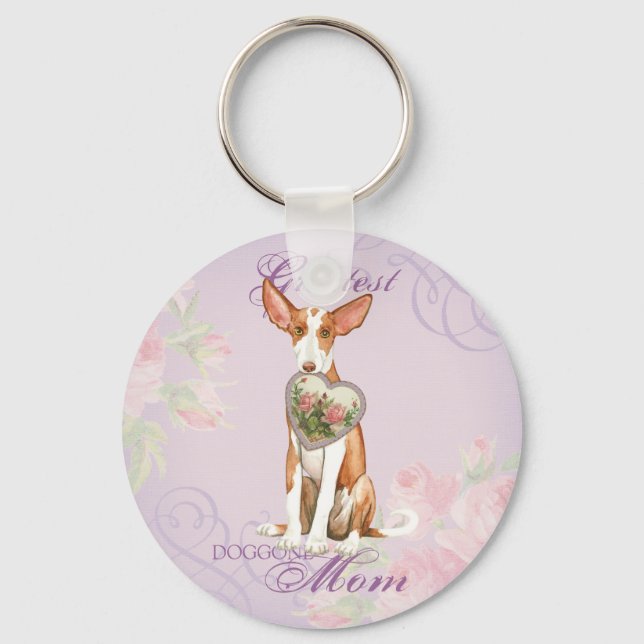 Ibizan Hound Heart Mom Keychain (Front)