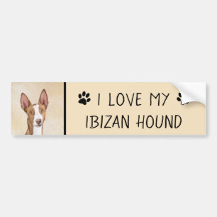 Ibizan Hound Painting - Cute Original Dog Art Bumper Sticker