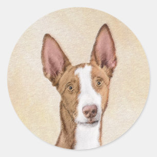 Ibizan Hound Painting - Cute Original Dog Art Classic Round Sticker