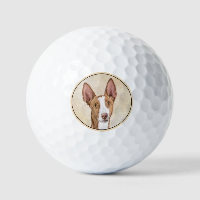Ibizan Hound Painting - Cute Original Dog Art Golf Balls (Front)