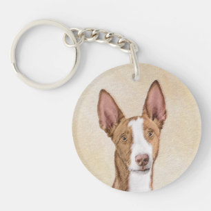 Ibizan Hound Painting - Cute Original Dog Art Keychain