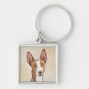 Ibizan Hound Painting - Cute Original Dog Art Keychain