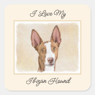 Ibizan Hound Painting - Cute Original Dog Art Square Sticker