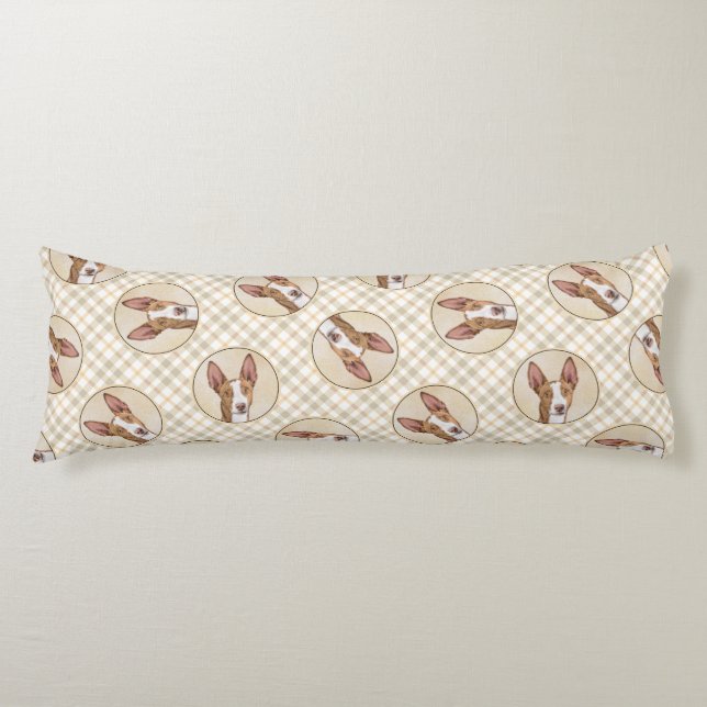 Ibizan Hound Painting Smooth Red Original Dog Art Body Pillow (Front)