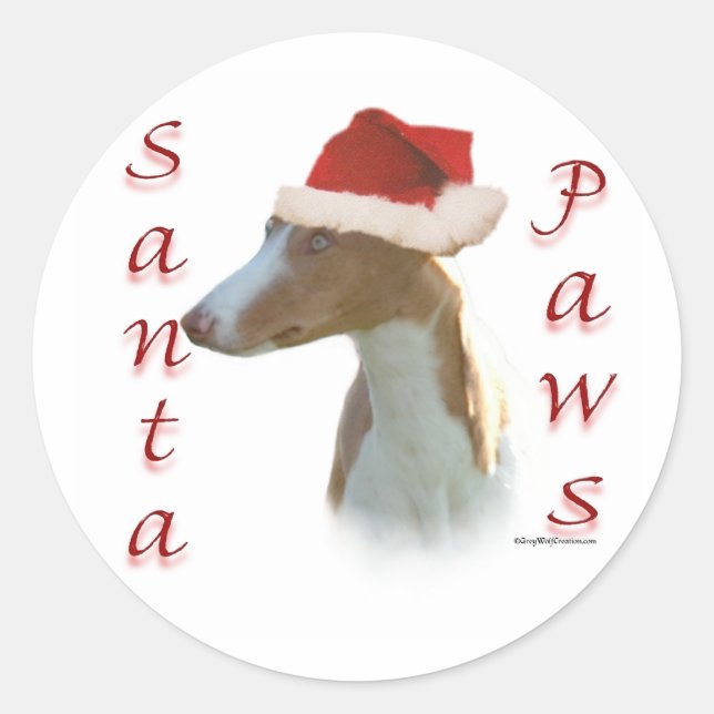 Ibizan Hound Santa Paws Classic Round Sticker (Front)