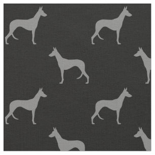 Ibizan Hound Silhouettes Grey and Black Patterned Fabric