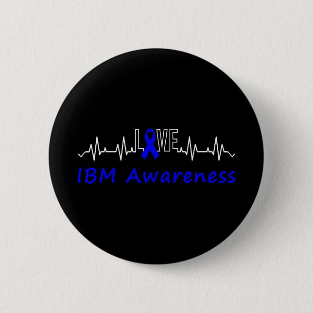 Ibm Awareness Blue Ribbon Love Heartbeat Support Q 2 Inch Round Button (Front)
