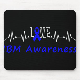 Ibm Awareness Blue Ribbon Love Heartbeat Support Q Mouse Pad