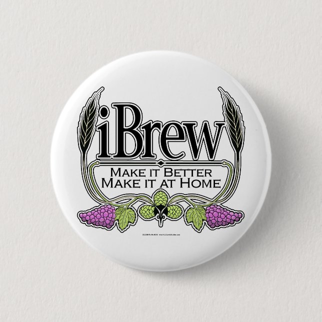iBrew Beer and Wine 2 Inch Round Button (Front)