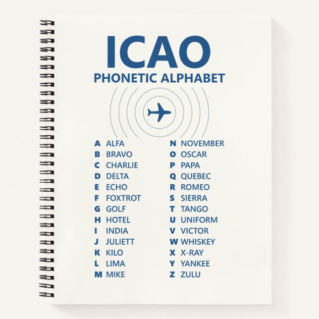 ICAO Spelling Alphabet – Pilot Lined Notebook (Front)