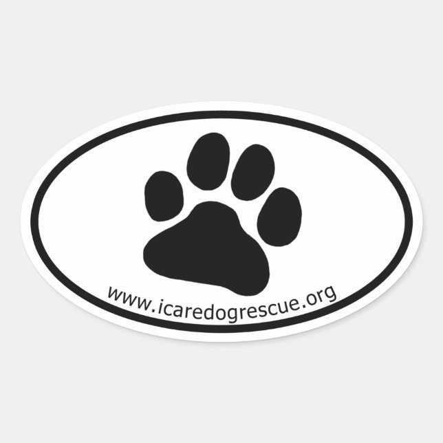 ICARE Dog Rescue Dog Paw Print Oval Sticker (Front)