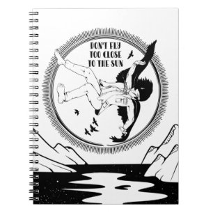 Icarus Black and white Notebook