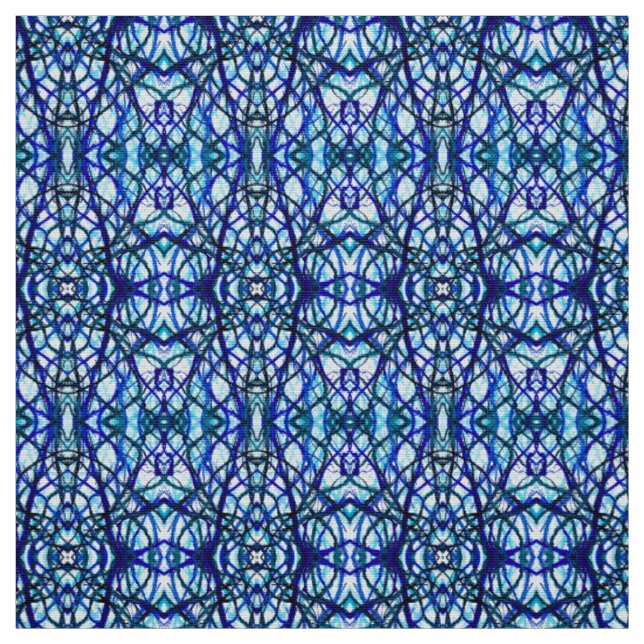 Icarus Blue Abstract Alcohol Ink Art Fabric (Swatch)