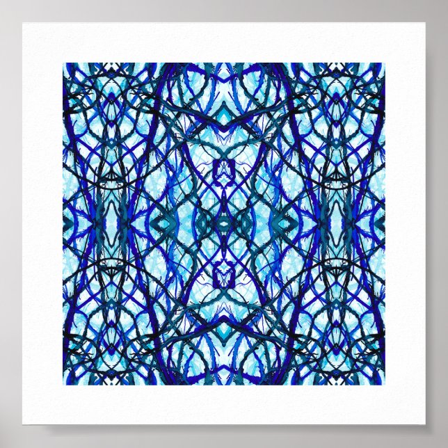 Icarus Blue Abstract Alcohol Ink Art Poster (Front)