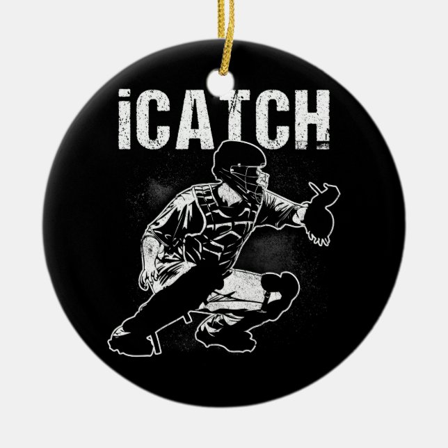 iCatch Baseball Player Catchers Catchers Team Spor Ceramic Ornament (Front)