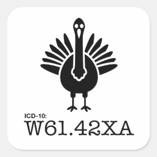 ICD-10: W61.42XA - Struck by a Turkey Square Sticker