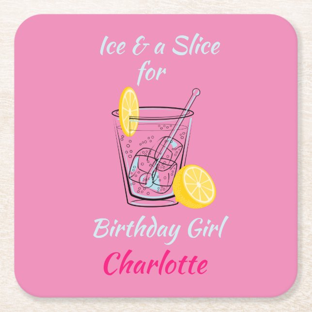 Ice & a Slice drinks mat Square Coasters (Front)