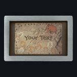 Ice Age Cave Art Belt Buckle<br><div class="desc">Painted hand prints and a woolly mammoth as you might find in the interior of a cave. Add your own text.</div>