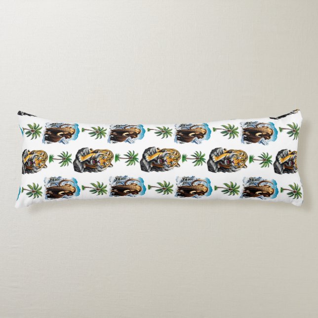 Ice Age Mammoth Sabertooth Tiger Pattern Design  Body Pillow (Front)