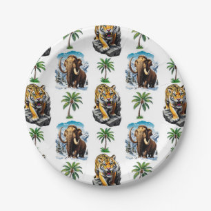 Ice Age Mammoth Sabertooth Tiger Pattern Design  Paper Plate