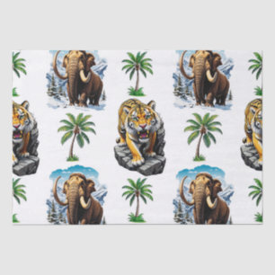 Ice Age Mammoth Sabertooth Tiger Pattern Design Tissue Paper