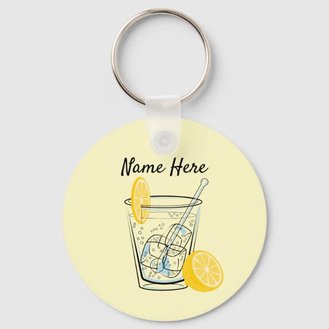 Ice and a Slice of lemon Personalized Key Ring (Front)