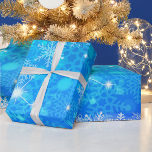 Ice and Snow, blue, white Christmas pattern Wrapping Paper