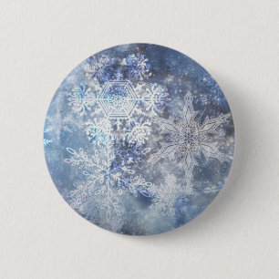Ice and Snow Textured Blue Christmas Pattern 2 Inch Round Button