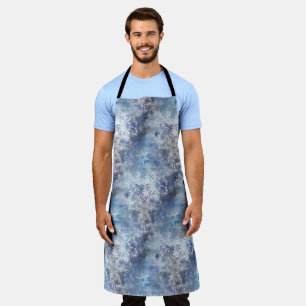 Ice and Snow Textured Blue Christmas Pattern Apron