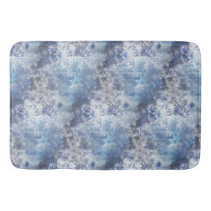 Ice and Snow Textured Blue Christmas Pattern Bath Mat