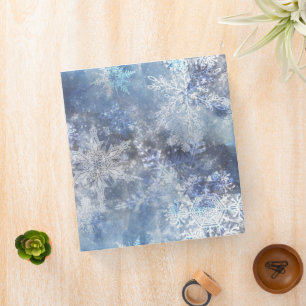 Ice and Snow Textured Blue Christmas Pattern Binder