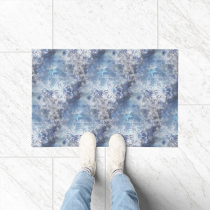 Ice and Snow Textured Blue Christmas Pattern Doormat