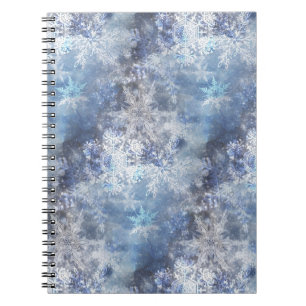Ice and Snow Textured Blue Christmas Pattern Notebook
