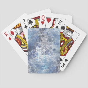 Ice and Snow Textured Blue Christmas Pattern Playing Cards