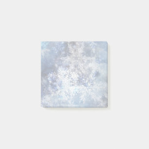 Ice and Snow Textured Blue Christmas Pattern Post-it Notes