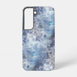 Ice and Snow Textured Blue Christmas Pattern Samsung Galaxy Case