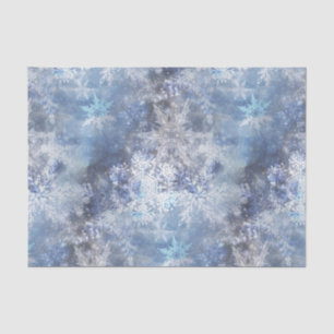 Ice and Snow Textured Blue Christmas Pattern Tissue Paper