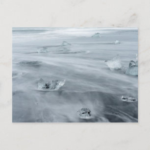 Ice and water on a beach, iceland postcard