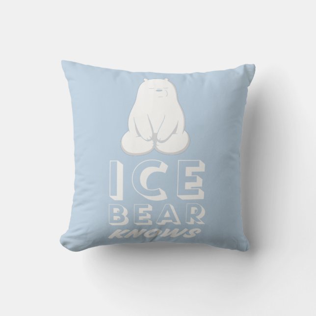 Ice Bear Knows Throw Pillow (Front)