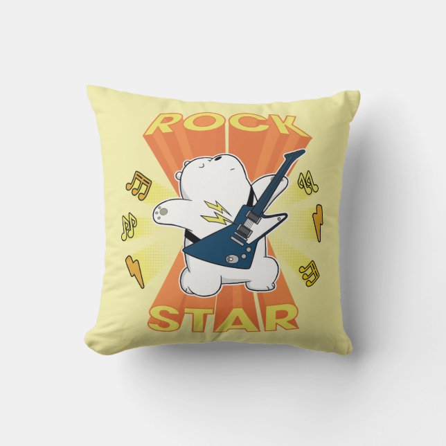 Ice Bear - Rock Star Throw Pillow (Front)